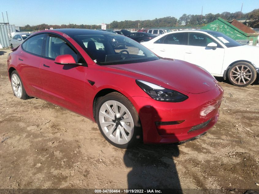 5YJ3E1EA5NF187279 | 2022 TESLA MODEL 3